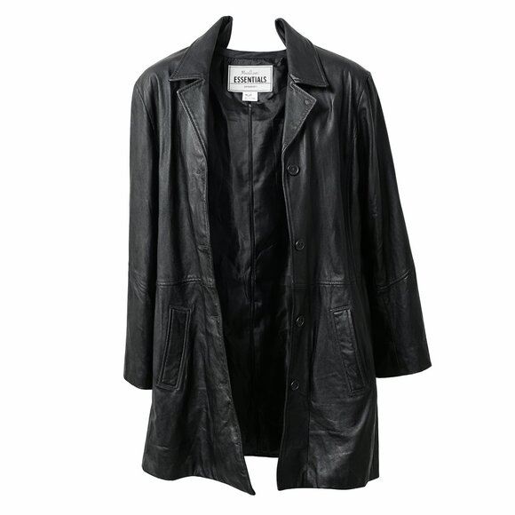 Modern Essentials Black Leather Jacket, M - Picture 3 of 9